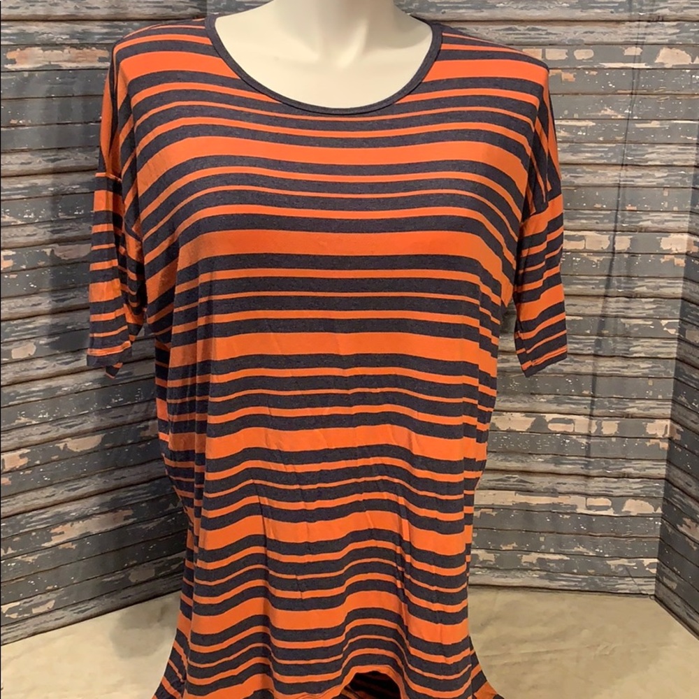 LuLaRoe orange and gray striped Irma. Size…